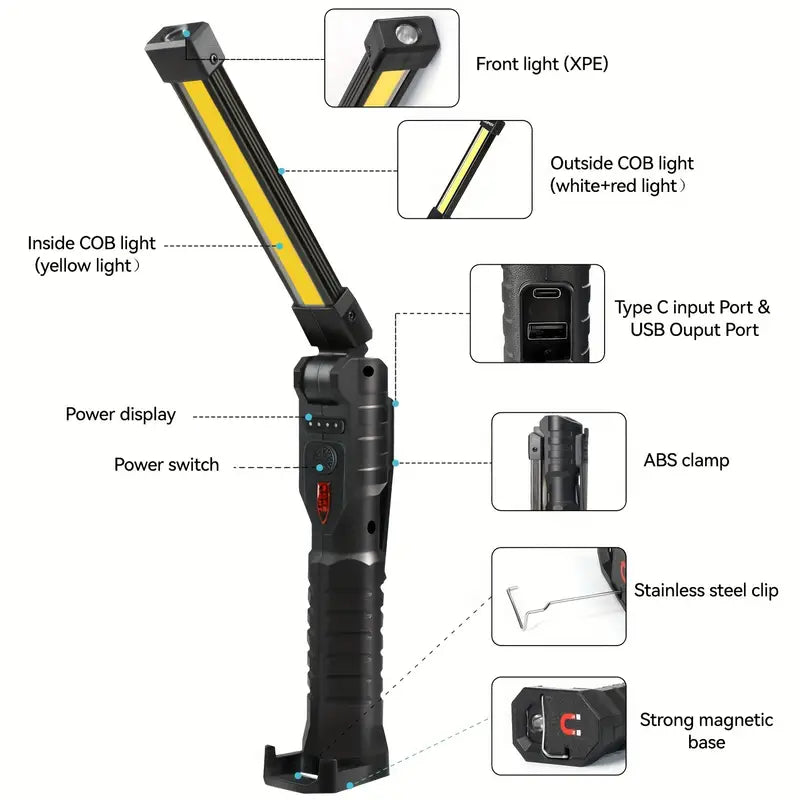 Magnetic flashlight foldable